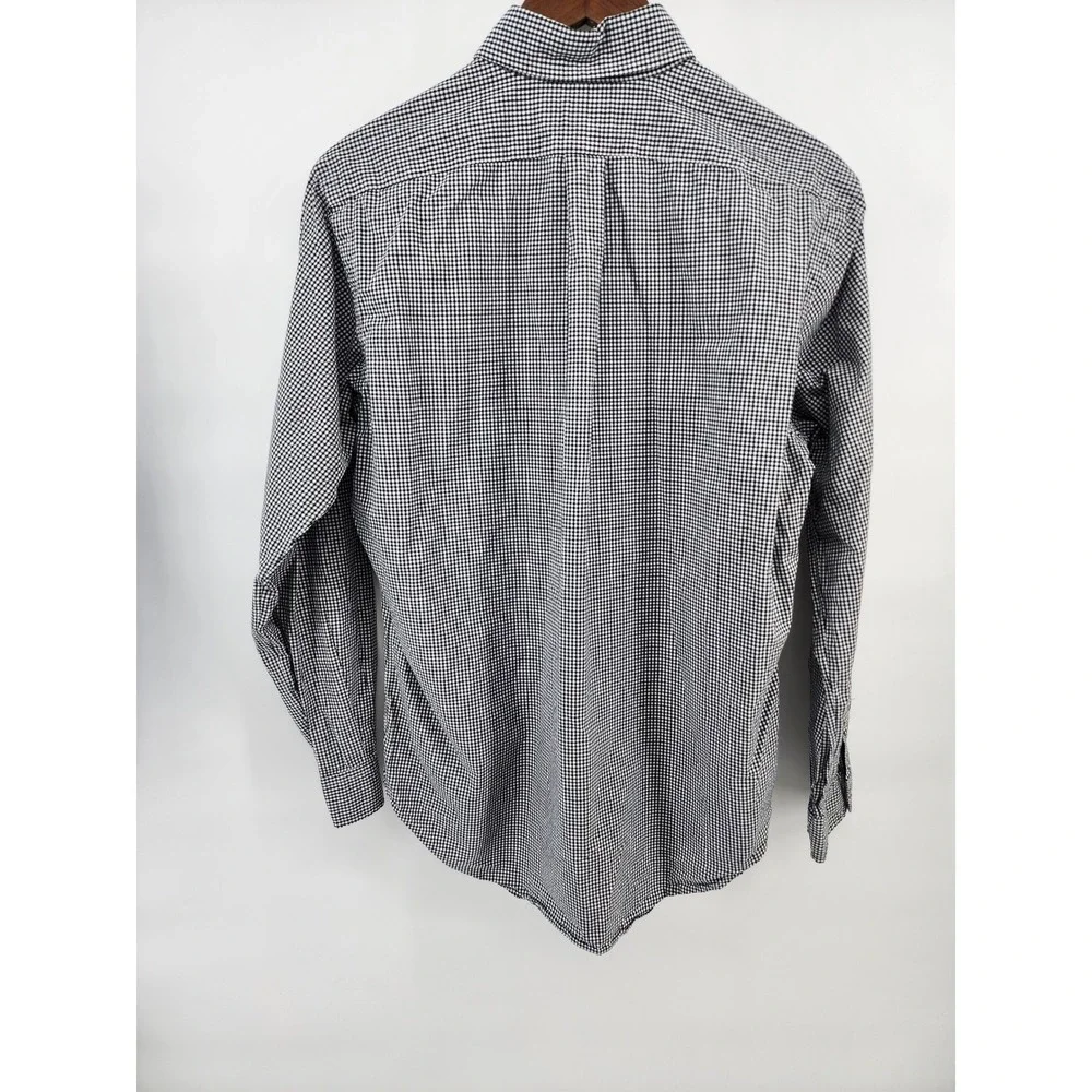 Polo Ralph Lauren Mens Gingham Button Down Shirt Black White Cotton‎ Long Sleeve
